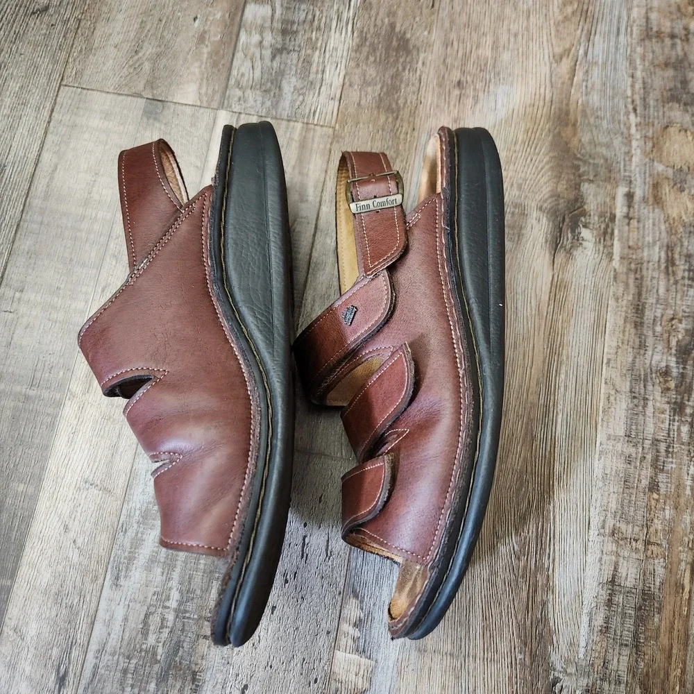 Finn Comfort Germany Brown Leather Slingback Sandals Mens 39/8 Made in Germany